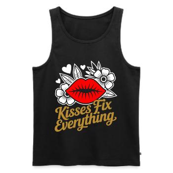 Kisses heal everything - Men's Premium Organic Tank Top - black - Front - AI Model Male 178 light (178cm)