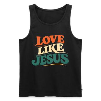 T-shirt Jésus : Amour comme Jésus Cadeau chrétien - Débardeur bio Premium Homme - noir - Devant - Michal (187cm)