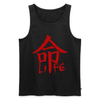 Red Japanese Kanji for the word life - Men's Premium Organic Tank Top - black - Front - Michal (187cm)