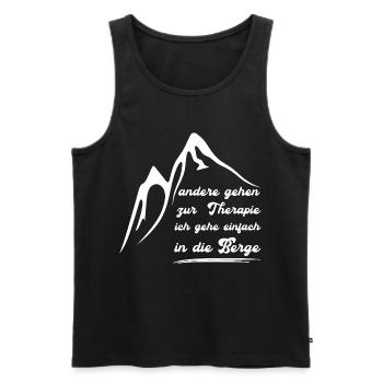 Ich gehe nicht zur Therapie ich gehe in die Berge - Männer Premium Bio Tank Top - Schwarz - Vorne - AI Model Male 178 light (178cm)