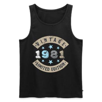 Vintage 1981 - Men's Premium Organic Tank Top - black - Front - AI Model Male 178 light (178cm)