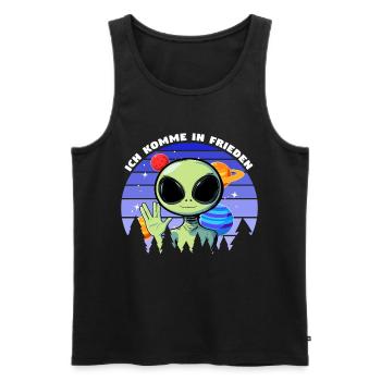 ich komme in frieden - alien - Männer Premium Bio Tank Top - Schwarz - Vorne - Michal (187cm)
