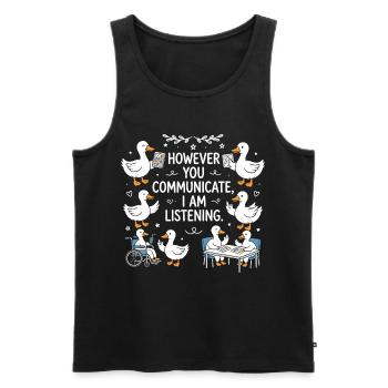 Egal, wie deine Stimme klingt, ich bleibe dran. - Männer Premium Bio Tank Top - Schwarz - Vorne - AI Model Male 178 light (178cm)