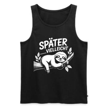 Lustiges Faultier - später vielleicht - Männer Premium Bio Tank Top - Schwarz - Vorne - AI Model Male 178 light (178cm)