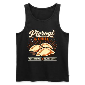 Pierogi & Chill: Retro Dumplings Vintage Design - Men's Premium Organic Tank Top - black - Front - AI Model Male 178 light (178cm)