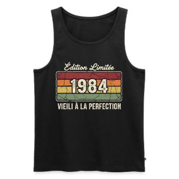Edition Limitée 1984 Vieil À Perfection - Débardeur bio Premium Homme - noir - Devant - Michal (187cm)