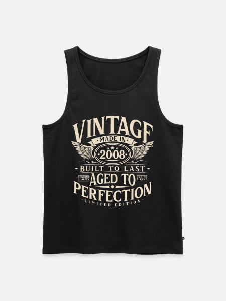 Vintage 2008 Vintage fødselsdag Retro Gave - Herre Premium økologisk tanktop - sort
