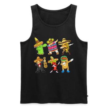 Cinco De Mayo Dabbing Charaktere Shirt - Männer Premium Bio Tank Top - Schwarz - Vorne - Michal (187cm)