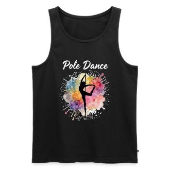 Pole Dance Silhouette – Watercolor Art Design - Men's Premium Organic Tank Top - black - Front - AI Model Male 178 light (178cm)