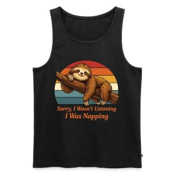 Lazy Sloth Shirt I Was Napping Funny - Männer Premium Bio Tank Top - Schwarz - Vorne - Michal (187cm)