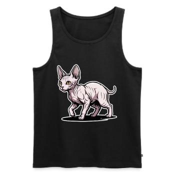 Sphynx Katze Haarloses Spazieren-Porträtdesign - Männer Premium Bio Tank Top - Schwarz - Vorne - AI Model Male 178 light (178cm)