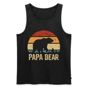 Papa Ours - Fête des Pères - Cadeau vintage - Débardeur bio Premium Homme - noir - Devant - Michal (187cm)