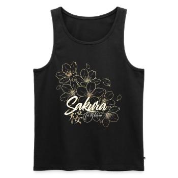 Fleurs de cerisier de Sakura japonais - Débardeur bio Premium Homme - noir - Devant - AI Model Male 178 light (178cm)