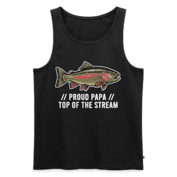 Proud Papa Angeln Forelle - Männer Premium Bio Tank Top - Schwarz - Vorne - Michal (187cm)