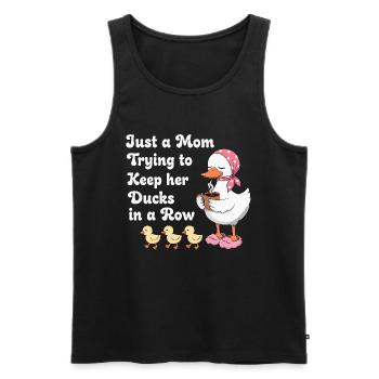 Maman essaie de garder ses canards en ligne - Débardeur bio Premium Homme - noir - Devant - Michal (187cm)