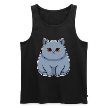 Blue Shorthair British Cat Cute Round Portrait - Men's Premium Organic Tank Top - black - Front - AI Model Male 178 light (178cm)