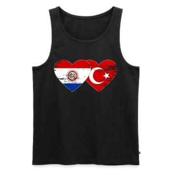 Paraguay Türkei Flagge Herz used - Männer Premium Bio Tank Top - Schwarz - Vorne - Michal (187cm)
