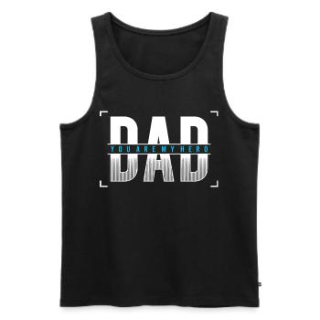 Papa, tu es mon héros Chemise - Débardeur bio Premium Homme - noir - Devant - AI Model Male 178 light (178cm)