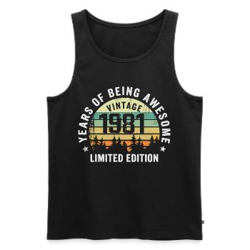 Legendary since 1981, Vintage Edition 1981 Retro - Men's Premium Organic Tank Top - black - Front - Michal (187cm)