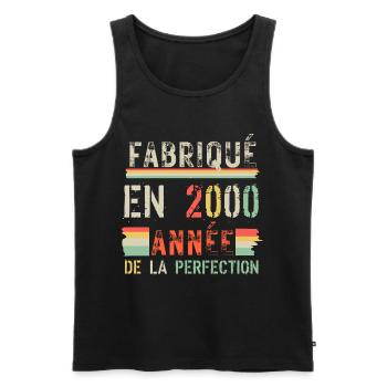 Fabriqué en 2000 – Année de perfection - Débardeur bio Premium Homme - noir - Devant - Michal (187cm)