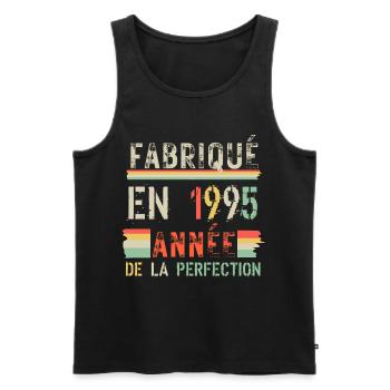 Fabriqué en 1925: Année de Perfection - Débardeur bio Premium Homme - noir - Devant - AI Model Male 178 light (178cm)