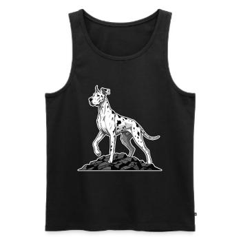 Great Dane Harlequin Dog on Giant Rock - Men's Premium Organic Tank Top - black - Front - AI Model Male 178 light (178cm)