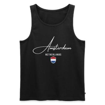 Amsterdam Hollande, design élégant Amsterdam - Débardeur bio Premium Homme - noir - Devant - Michal (187cm)