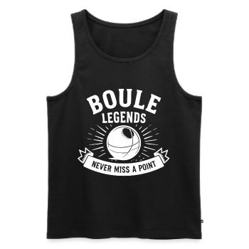 Boule Legends Never Miss A Point Petanque Sport - Men's Premium Organic Tank Top - black - Front - Michal (187cm)