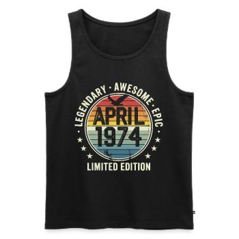 Limited Edition April 1974 - Vintage Design 1974 - Men's Premium Organic Tank Top - black - Front - AI Model Male 178 light (178cm)