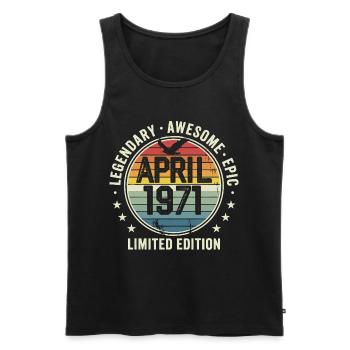 Limited Edition April 1971 - Vintage Design 1971 - Men's Premium Organic Tank Top - black - Front - AI Model Male 178 light (178cm)