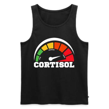 Funny Low cortisol Hilarious Stress Free Cortisol - Men's Premium Organic Tank Top - black - Front - AI Model Male 178 light (178cm)