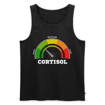 Funny Low cortisol Hilarious Stress Free Cortisol - Men's Premium Organic Tank Top - black - Front - AI Model Male 178 light (178cm)