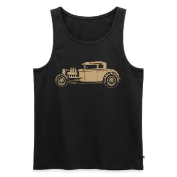 Illustration Hot Rod Vintage – Voiture V8 Custom - Débardeur bio Premium Homme - noir - Devant - Michal (187cm)