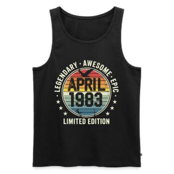 Limited Edition April 1983 - Vintage Design 1983 - Men's Premium Organic Tank Top - black - Front - AI Model Male 178 light (178cm)
