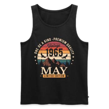 Vintage Mai 1965 Anniversaire Mai 1965 - Débardeur bio Premium Homme - noir - Devant - Michal (187cm)