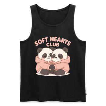 Mignons pandas en sweat à capuche – Art du club Soft Hearts - Débardeur bio Premium Homme - noir - Devant - AI Model Male 178 light (178cm)
