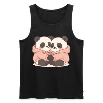 Câlins de pandas en sweat à capuche – Pastel Kawaii - Débardeur bio Premium Homme - noir - Devant - AI Model Male 178 light (178cm)