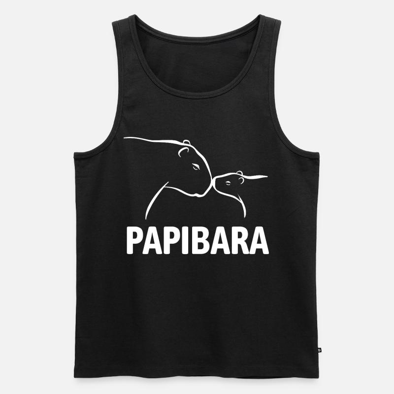 Papibara - Capybara Vater und Kind - Männer Premium Bio Tank Top - Schwarz