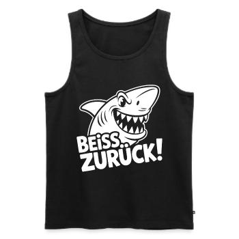 Beiß Zurück Hai Cartoon - Männer Premium Bio Tank Top - Schwarz - Vorne - Michal (187cm)