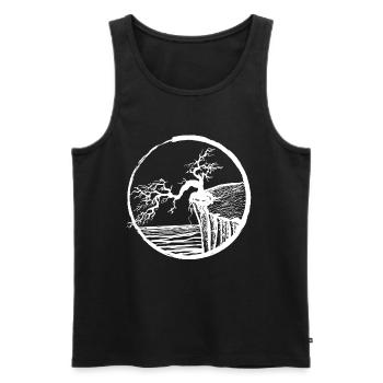 Landschaft mit Baum am Klippenrand - Männer Premium Bio Tank Top - Schwarz - Vorne - AI Model Male 178 light (178cm)