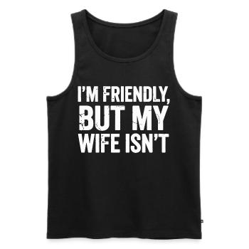 Je suis gentil, ma femme ne l’est pas – design drôle - Débardeur bio Premium Homme - noir - Devant - Michal (187cm)