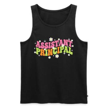 Assistant Principal Retro Groovy - Men's Premium Organic Tank Top - black - Front - AI Model Male 178 light (178cm)