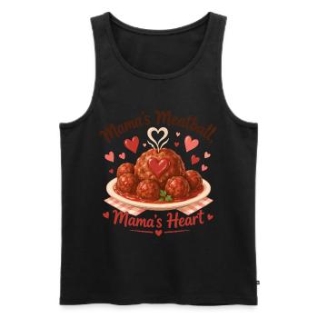 Mamas Meatball & Mamas Herz – Süßes Kinder Design - Männer Premium Bio Tank Top - Schwarz - Vorne - Michal (187cm)