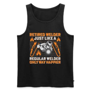 Rentner-Schweißer: Glücklicher Schweißer Rente - Männer Premium Bio Tank Top - Schwarz - Vorne - Michal (187cm)