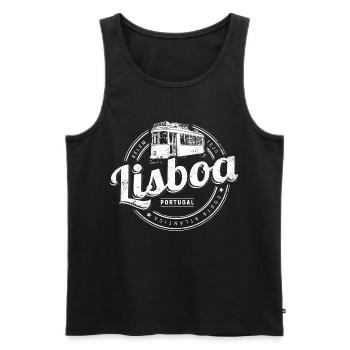 Lisbon Portugal with Retro Tram Vintage Souvenir - Men's Premium Organic Tank Top - black - Front - Michal (187cm)