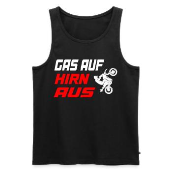 Gas_auf_Hirn_aus - Männer Premium Bio Tank Top - Schwarz - Vorne - Michal (187cm)