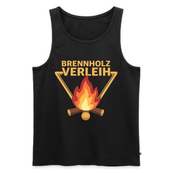 Brennholz Verleih Logo Flamme Sarkasmus - Männer Premium Bio Tank Top - Schwarz - Vorne - Michal (187cm)