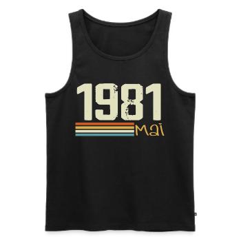 Mai 1981 - Männer Premium Bio Tank Top - Schwarz - Vorne - AI Model Male 178 light (178cm)