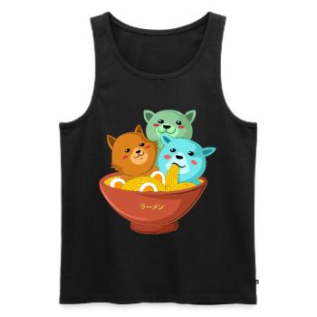 Kawaii Three Cats Ramen Shirt - Men's Premium Organic Tank Top - black - Front - Michal (187cm)