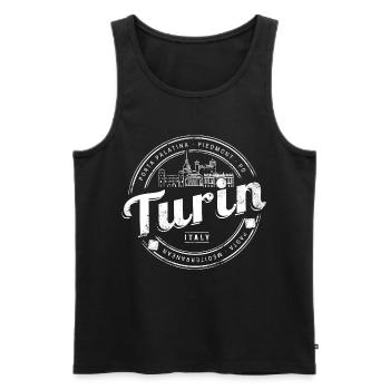 Turin Piedmont in Italy Vintage Pasta Souvenir - Men's Premium Organic Tank Top - black - Front - Michal (187cm)